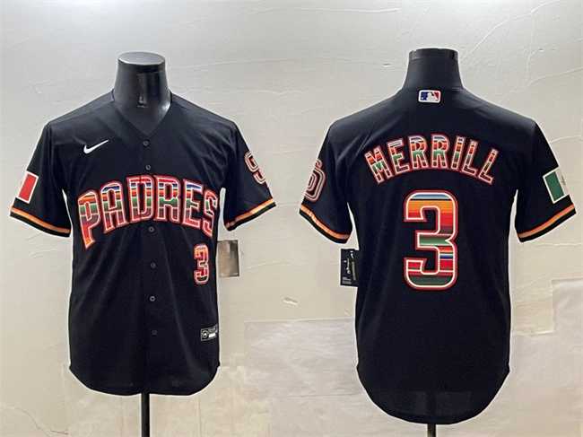 Men%27s San Diego Padres #3 Jackson Merrill Black Mexico Cool Base Stitched Jersey->new york yankees->MLB Jersey